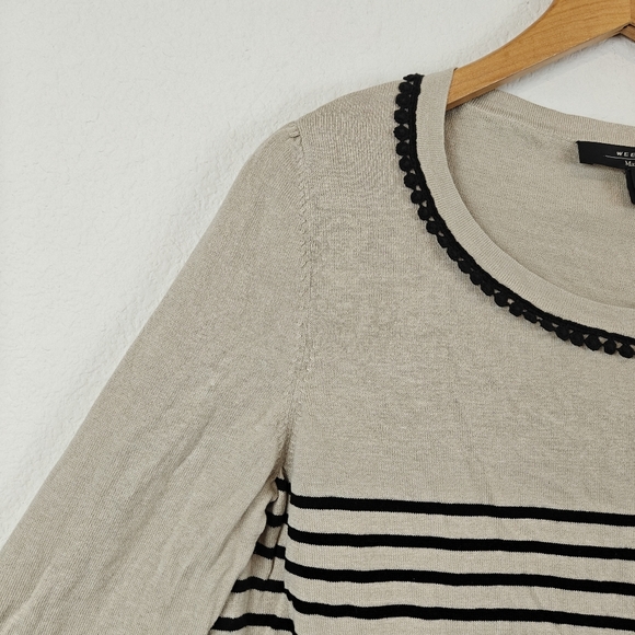 Weekend Max Mara Silk Blend Striped 3/4 Sleeve Light Weight Sweater Size XL - Picture 6 of 14